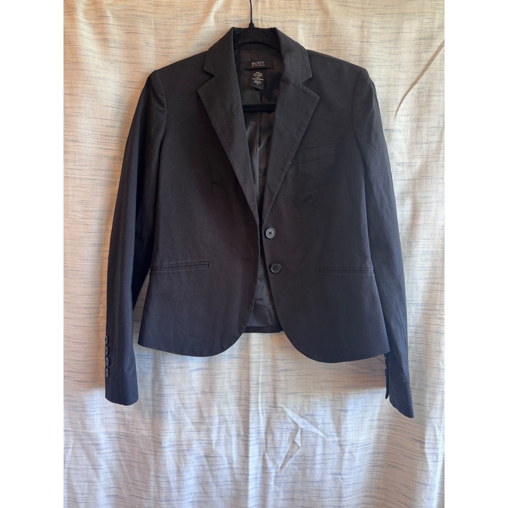 Body by Victoria Victoria Secret Black Cotton Two Button Blazer Jacket Size 6